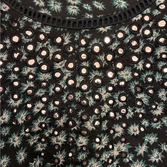 NWT ANTHROPOLOGIE RANNA GILL Fluttered Tunic Dress Ruffle Sleeves Blue Green Med - Picture 10 of 13